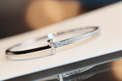 [Resenara Jewelry]NARROW T1 HINGED BANGLE DIAMOND SILVER
