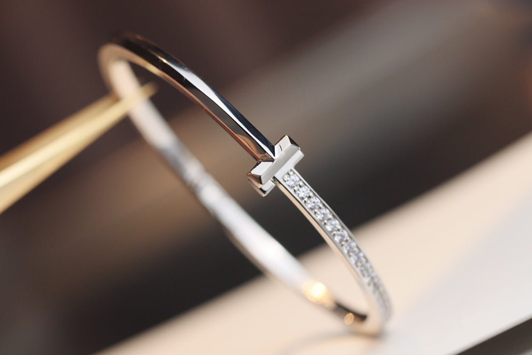 [Resenara Jewelry]NARROW T1 HINGED BANGLE DIAMOND SILVER