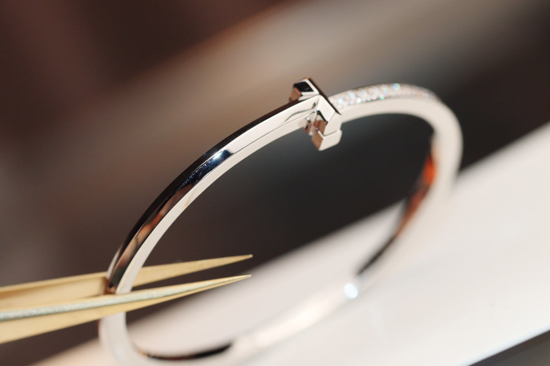 [Resenara Jewelry]NARROW T1 HINGED BANGLE DIAMOND SILVER