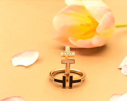 [Resenara Jewelry]T SMALL ONYX PINK GOLD RING