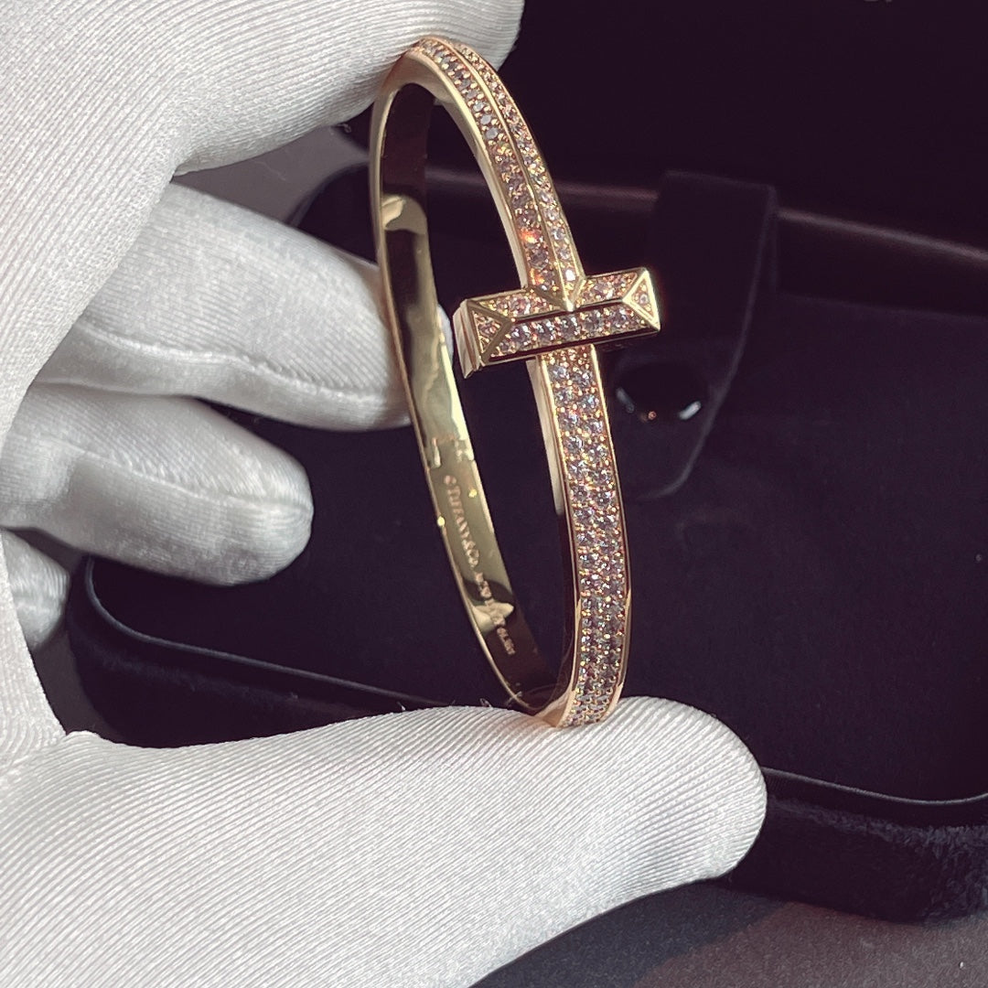 [Resenara Jewelry]T1 WIDE HINGED BANGLE DIAMOND PAVED BRACELET