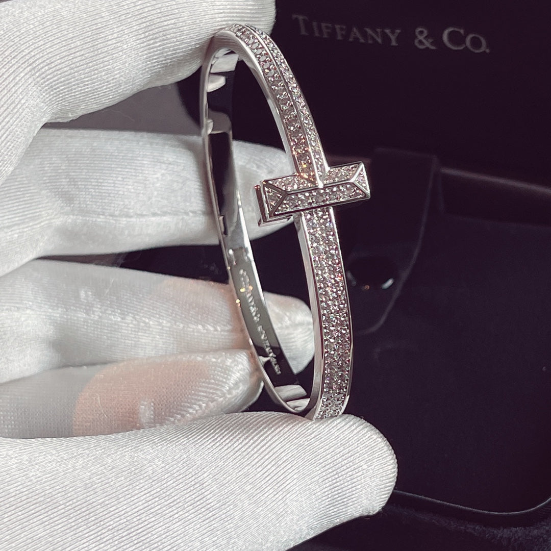 [Resenara Jewelry]T1 WIDE HINGED BANGLE DIAMOND PAVED BRACELET