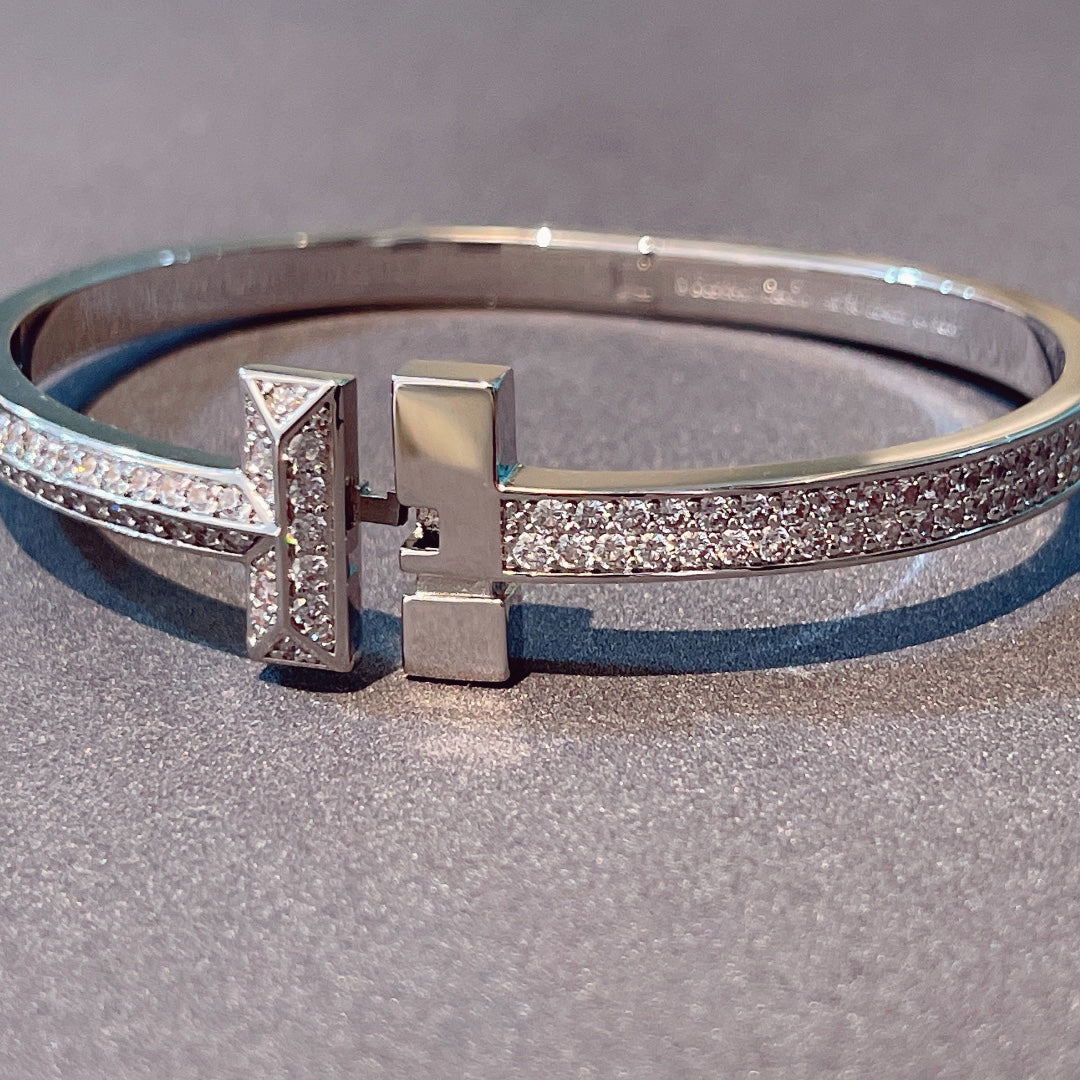 [Resenara Jewelry]T1 WIDE HINGED BANGLE DIAMOND PAVED BRACELET