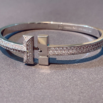 [Resenara Jewelry]T1 WIDE HINGED BANGLE DIAMOND PAVED BRACELET