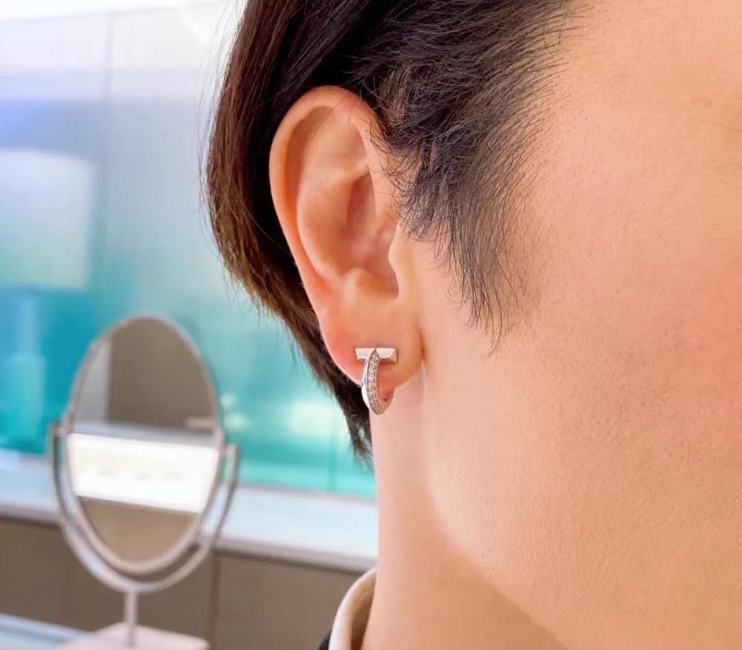 [Resenara Jewelry]T1 HOOP DIAMOND EARRINGS