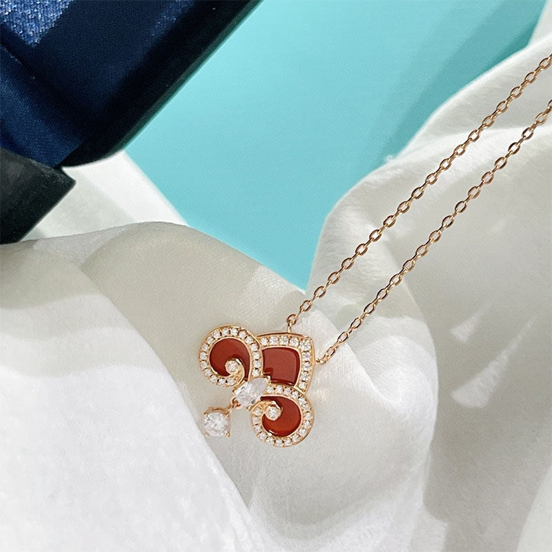 [Resenara Jewelry]FLEUR DE LIS PINK GOLD DIAMOND NECKLACE