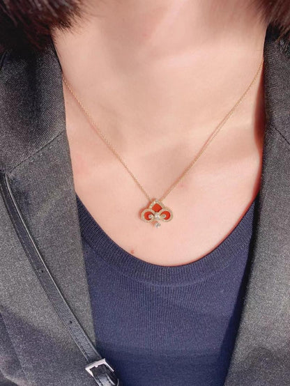 [Resenara Jewelry]FLEUR DE LIS PINK GOLD DIAMOND NECKLACE