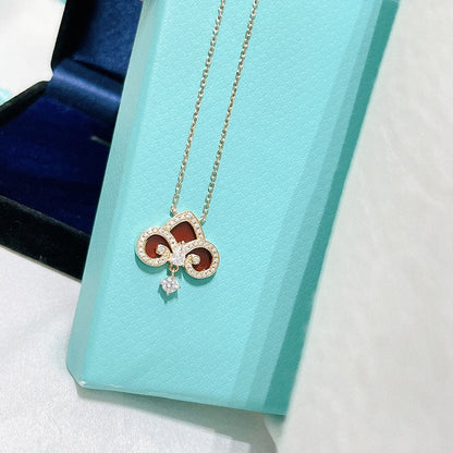 [Resenara Jewelry]FLEUR DE LIS PINK GOLD DIAMOND NECKLACE