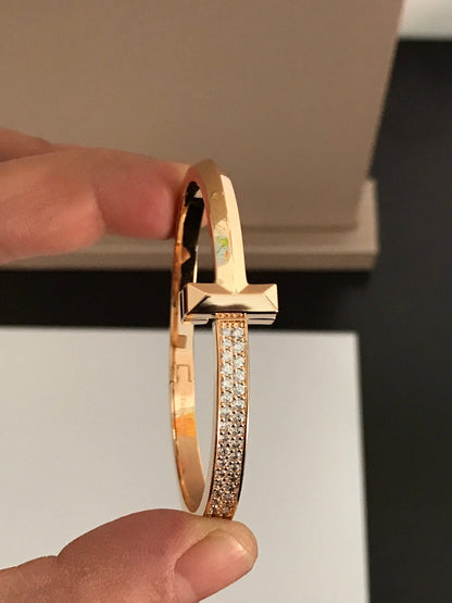 [Resenara Jewelry]T1 WIDE DIAMOND HINGED BANGLE PINK GOLD