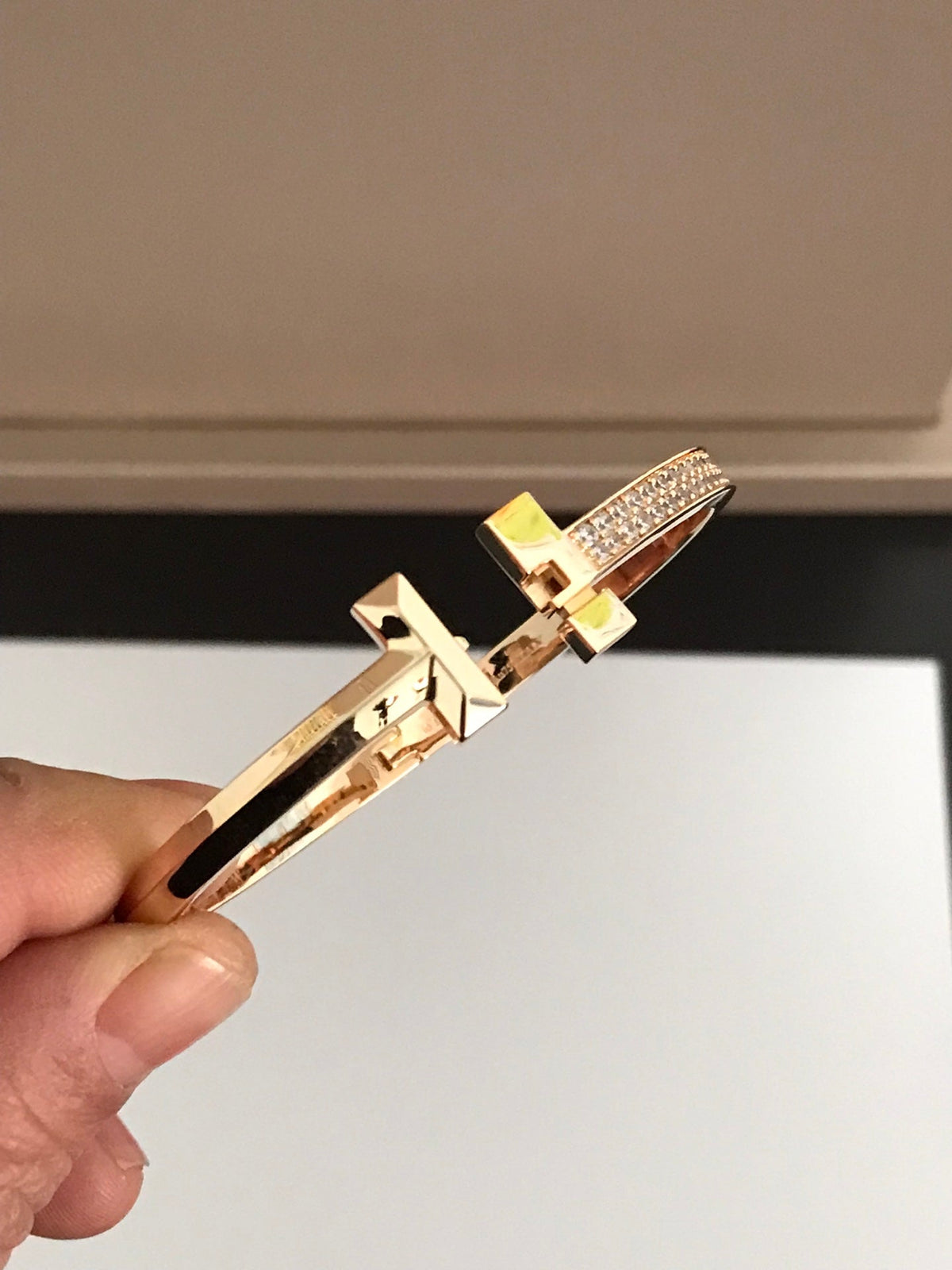 [Resenara Jewelry]T1 WIDE DIAMOND HINGED BANGLE PINK GOLD
