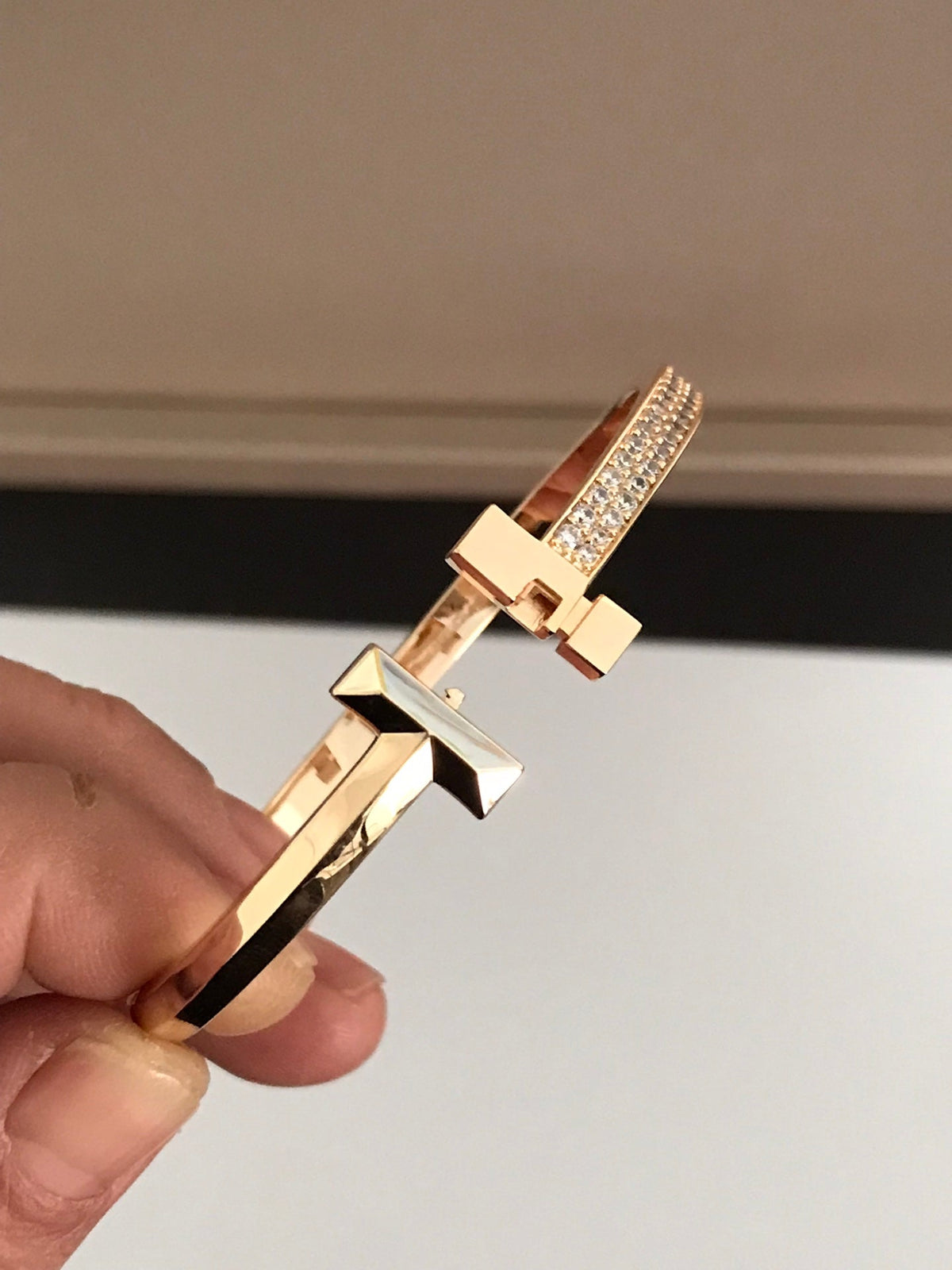 [Resenara Jewelry]T1 WIDE DIAMOND HINGED BANGLE PINK GOLD