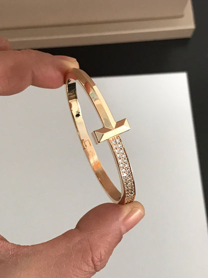 [Resenara Jewelry]T1 WIDE DIAMOND HINGED BANGLE PINK GOLD