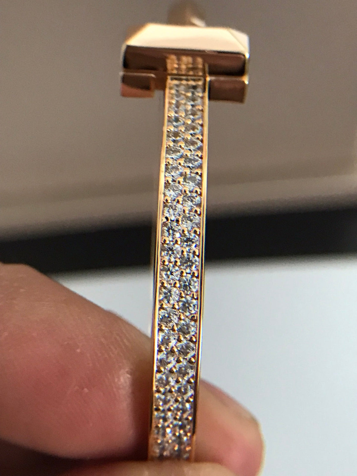 [Resenara Jewelry]T1 WIDE DIAMOND HINGED BANGLE PINK GOLD