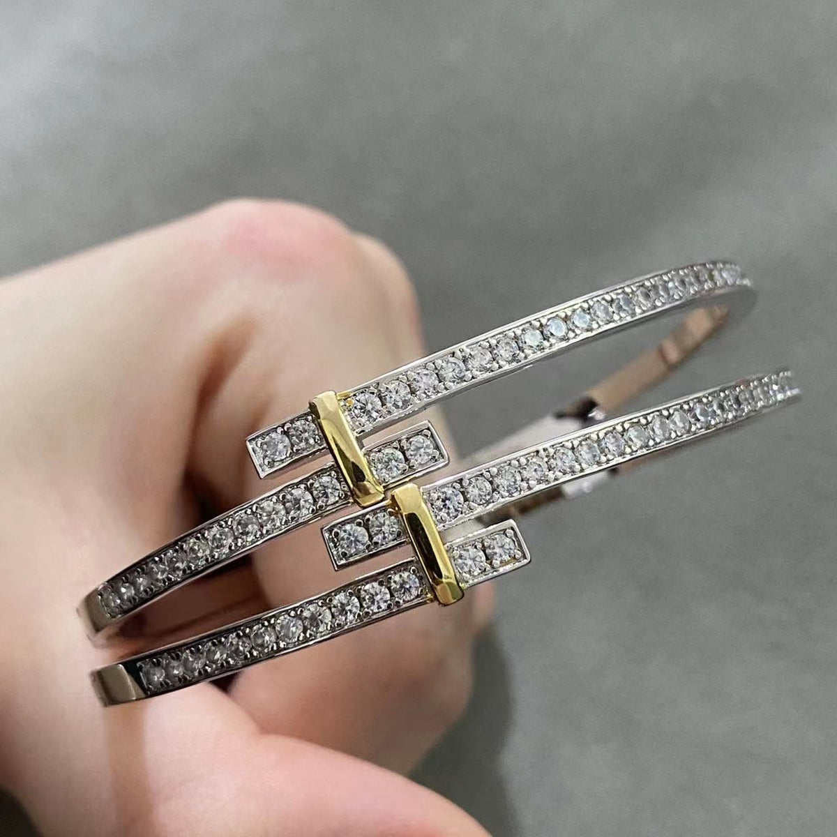 [Resenara Jewelry]EDGE DIAMOND GOLD SILVER BRACELET
