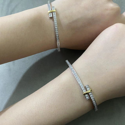 [Resenara Jewelry]EDGE DIAMOND GOLD SILVER BRACELET
