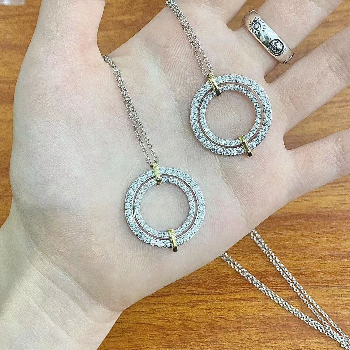 [Resenara Jewelry]EDGE DIAMOND GOLD SILVER NECKLACE