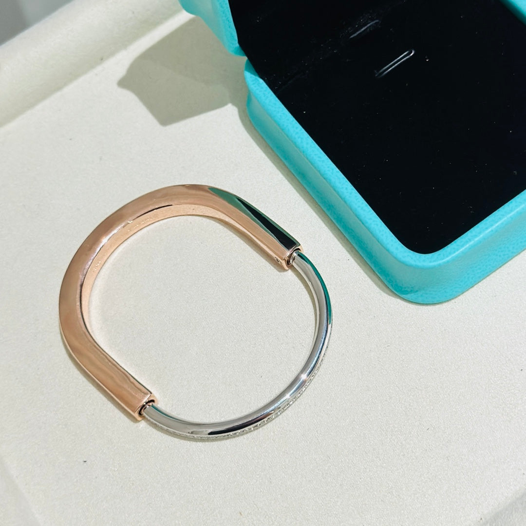 [Resenara Jewelry]LOCK PINK GOLD SILVER DIAMOND BRACELET