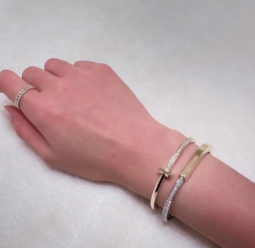 [Resenara Jewelry]LOCK PINK GOLD SILVER DIAMOND BRACELET
