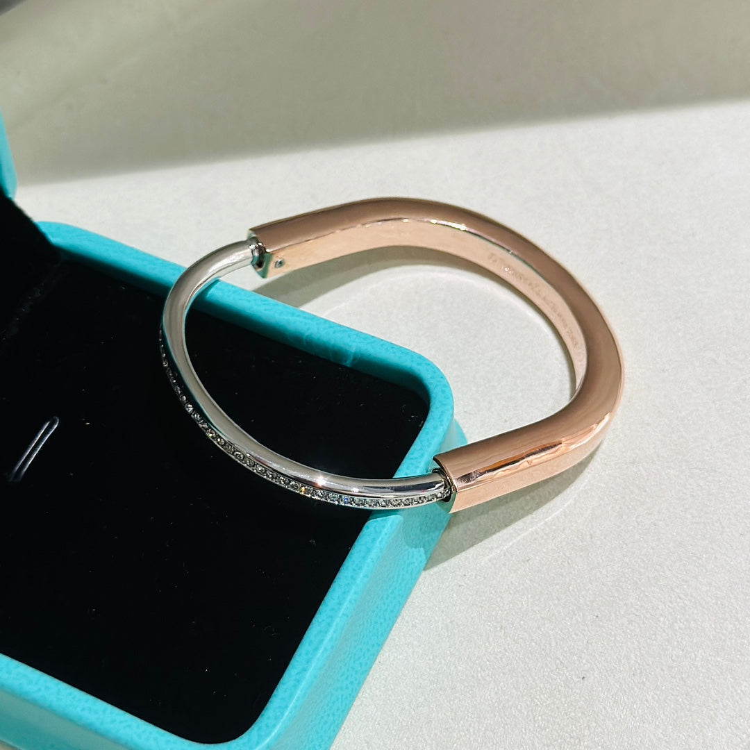[Resenara Jewelry]LOCK PINK GOLD SILVER DIAMOND BRACELET