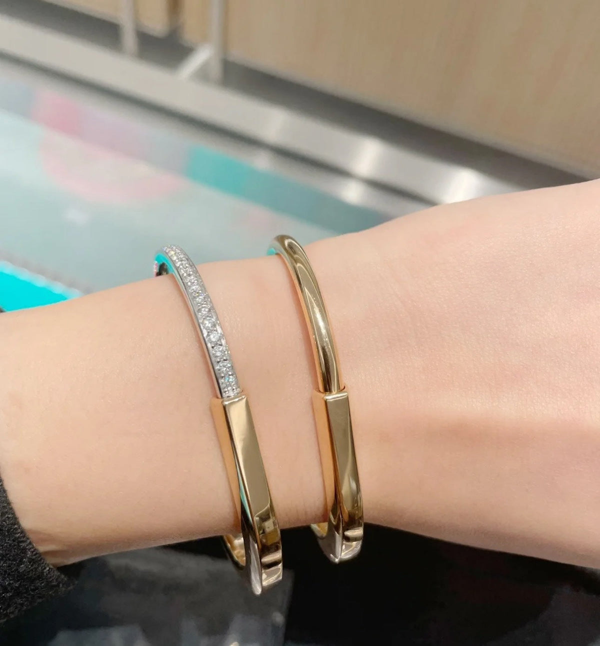 [Resenara Jewelry]LOCK PINK GOLD SILVER DIAMOND BRACELET