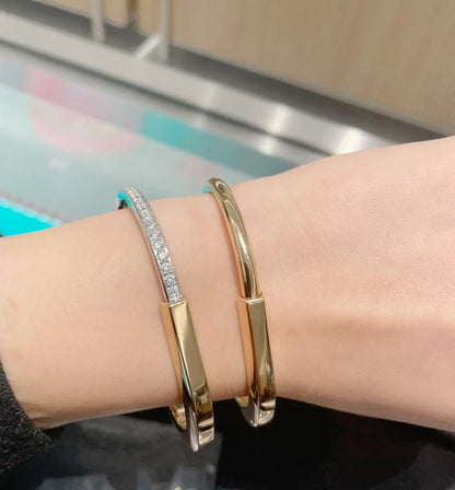 [Resenara Jewelry]LOCK PINK GOLD SILVER DIAMOND BRACELET