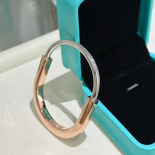 [Resenara Jewelry]LOCK PINK GOLD SILVER DIAMOND BRACELET