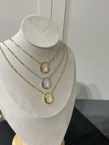 [Resenara Jewelry]LOCK MEDIUM PENDANT DIAMOND NECKLACE