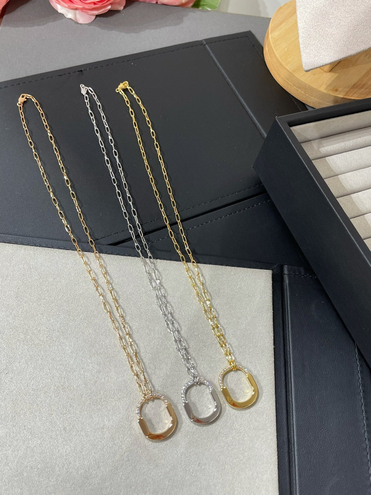 [Resenara Jewelry]LOCK MEDIUM PENDANT DIAMOND NECKLACE