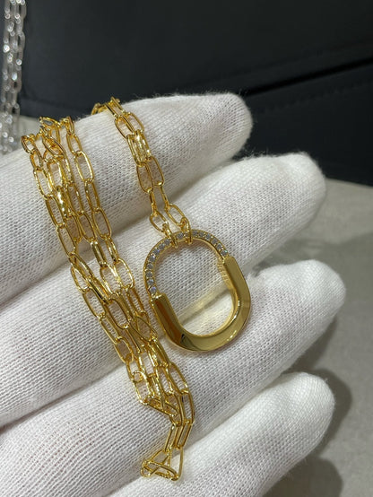 [Resenara Jewelry]LOCK MEDIUM PENDANT DIAMOND NECKLACE