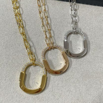 [Resenara Jewelry]LOCK MEDIUM PENDANT DIAMOND NECKLACE