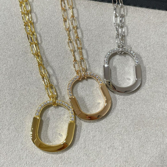 [Resenara Jewelry]LOCK MEDIUM PENDANT DIAMOND NECKLACE