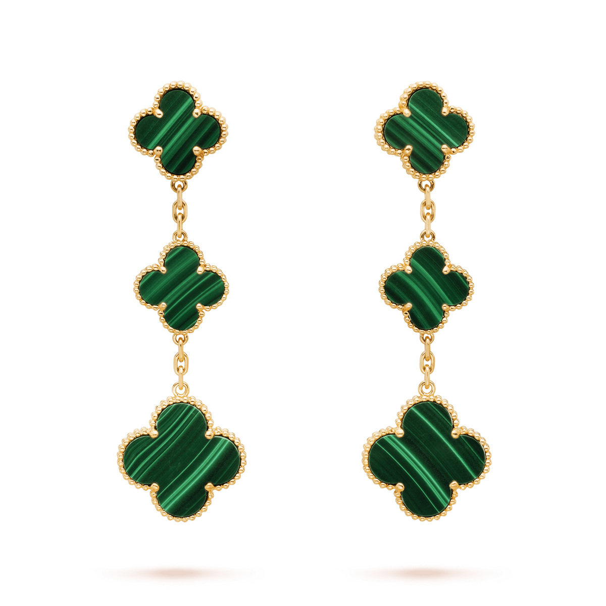 [Renovia Jewelry]CLOVER MALACHITE 3 MOTIFS GOLD