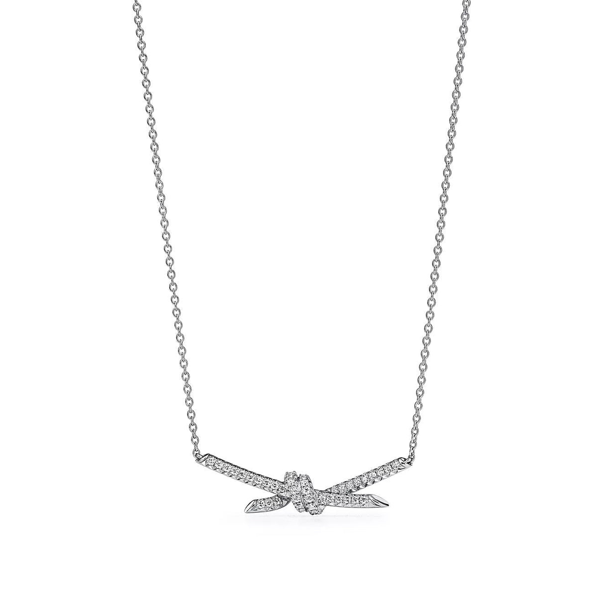 [Resenara Jewelry]KNOT PENDANT SILVER DIAMOND NECKLACE