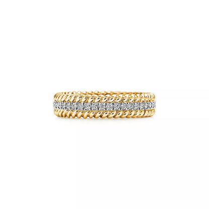 [Resenara Jewelry]ROPE TWO-ROW GOLD DIAMOND RING