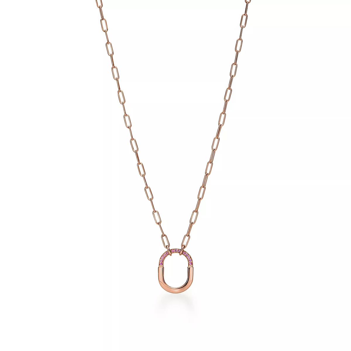 [Resenara Jewelry]LOCK SMALL PENDANT PINK DIAMOND PINK GOLD NECKLACE