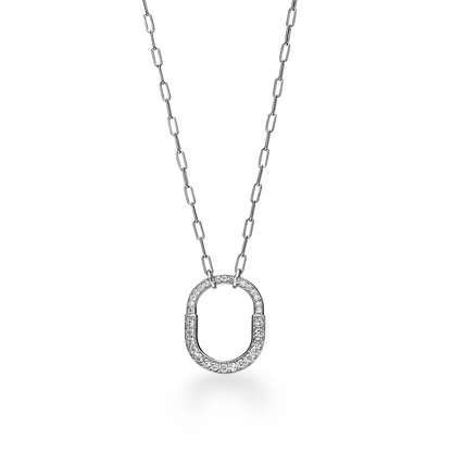 [Resenara Jewelry]LOCK NECKLACE MEDIUM PENDANT SILVER PAVED DIAMONDS