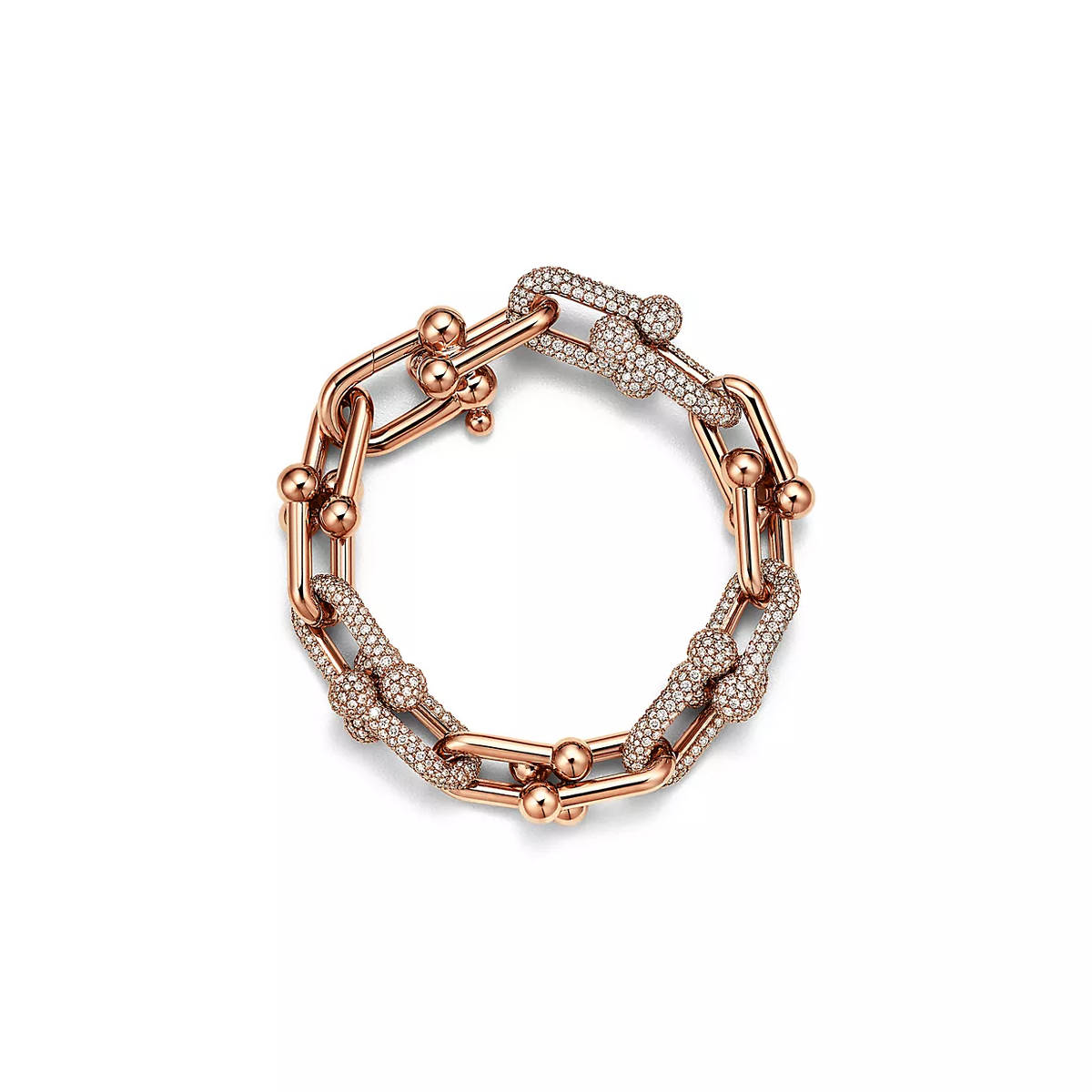 [Resenara Jewelry]HARDWEAR LARGE LINK PINK GOLD PAVED DIAMOND BRACELET