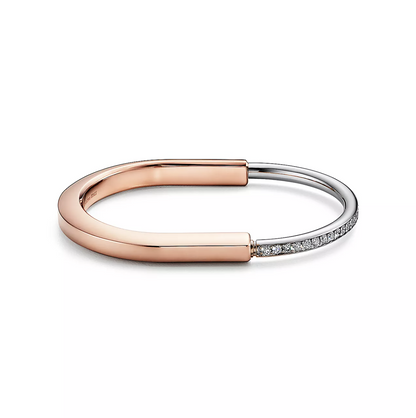 [Resenara Jewelry]LOCK BRACELET ROSE AND WHITE GOLD DIAMOND