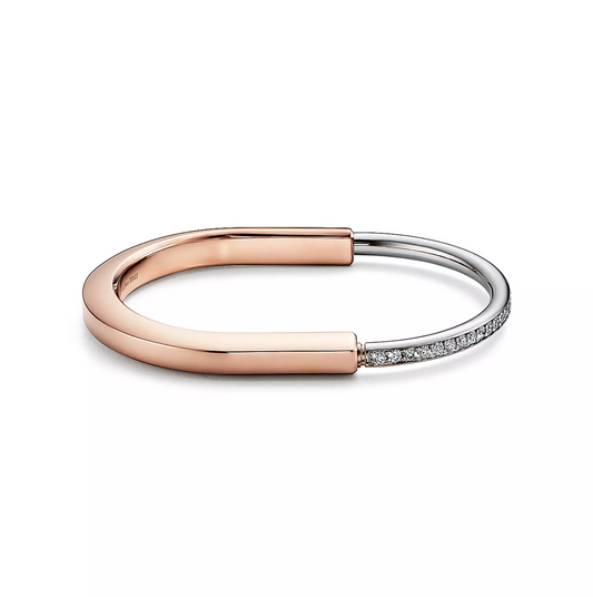 [Resenara Jewelry]LOCK BRACELET ROSE AND WHITE GOLD DIAMOND