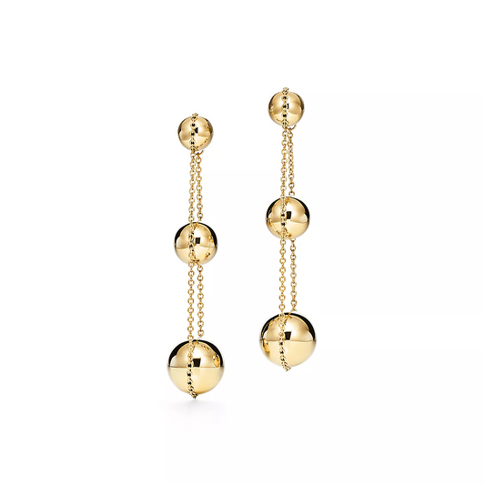 [Resenara Jewelry]TRIPLE DROP GOLD EARRINGS