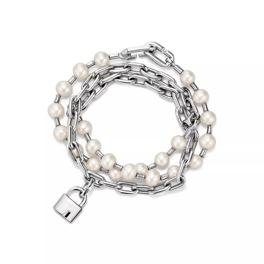 [Resenara Jewelry]PEARL LOCK SILVER BRACELET