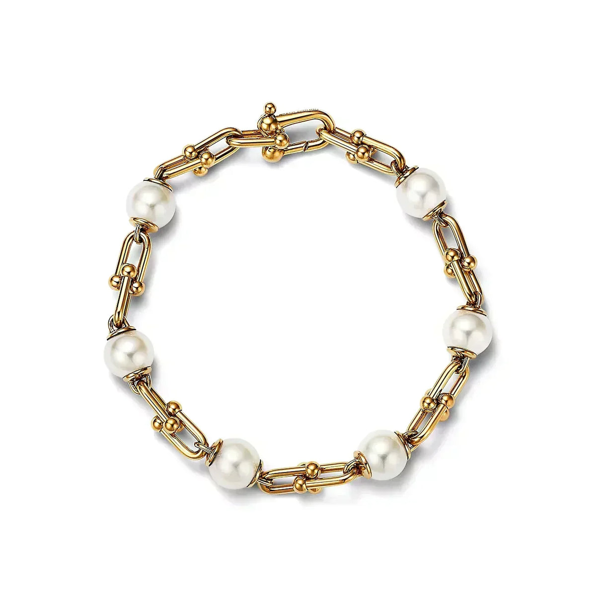 [Resenara Jewelry]LINK BRACELET GOLD WITH FRESHWATER PEARLS