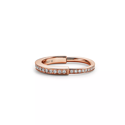 [Resenara Jewelry]LOCK RING PINK GOLD DIAMOND PAVED