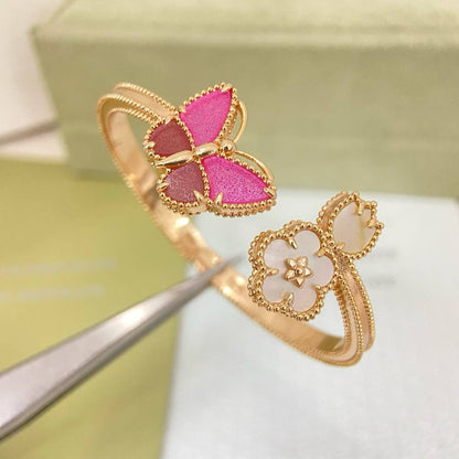 [Renovia Jewelry]ローズクォーツ 3-in-1 バタフライ ブレスレット