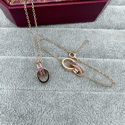{
  "Renovia Jewelry": "レノビア・ジュエリー",
  "LOVE DOUBLE PINK STONES RING BRACELET": "LOVE ダブルピンクストーン リングブレスレット"
}