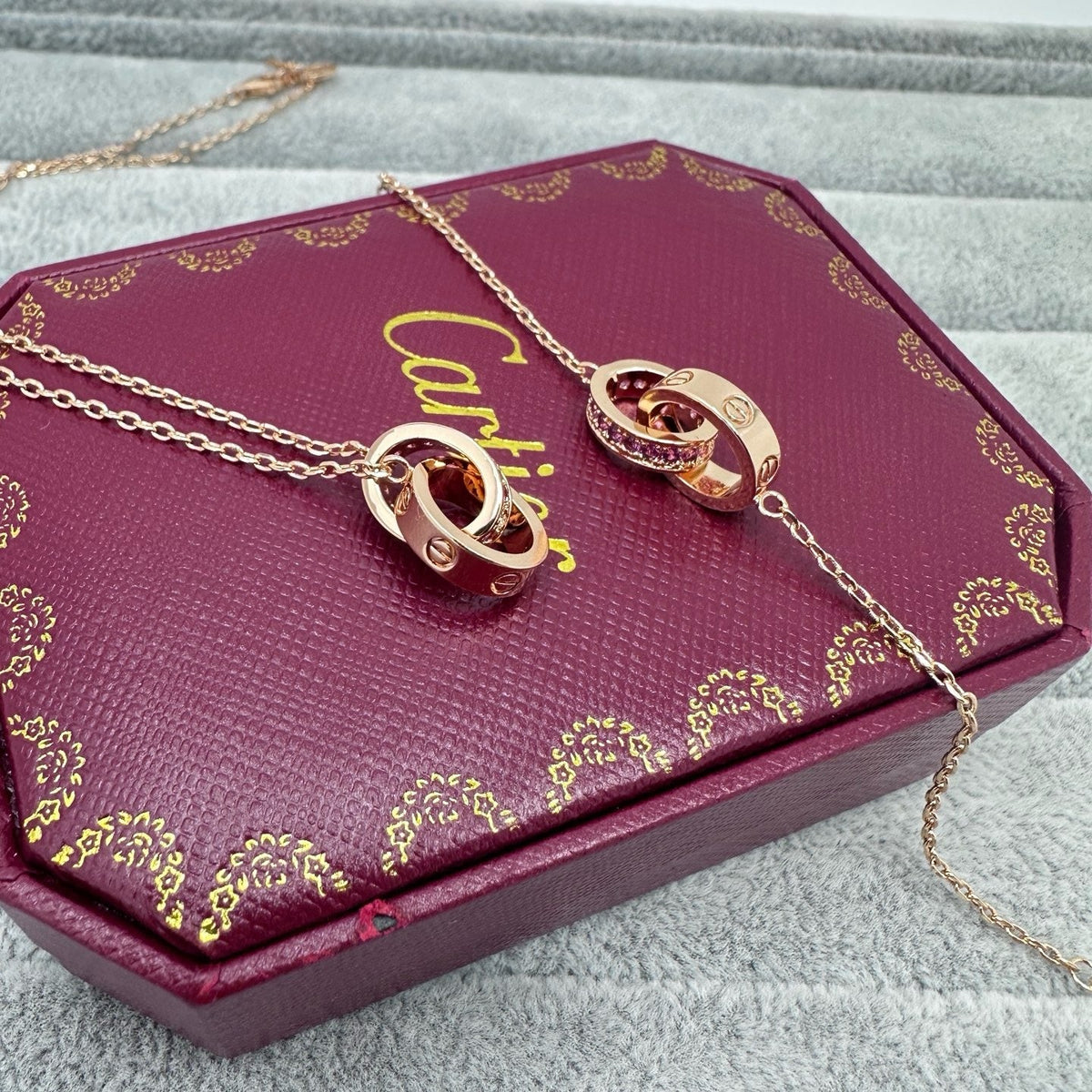 {
  "Renovia Jewelry": "レノビア・ジュエリー",
  "LOVE DOUBLE PINK STONES RING BRACELET": "LOVE ダブルピンクストーン リングブレスレット"
}