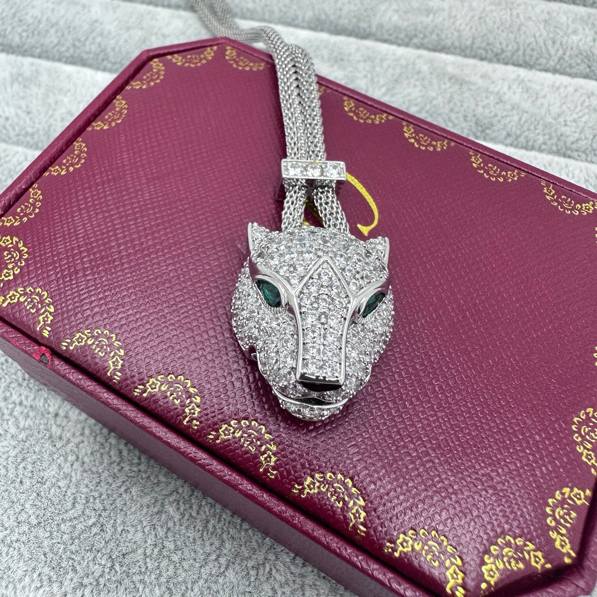 [Renovia Jewelry]フルストーン ビッグレオパードヘッド ネックレス