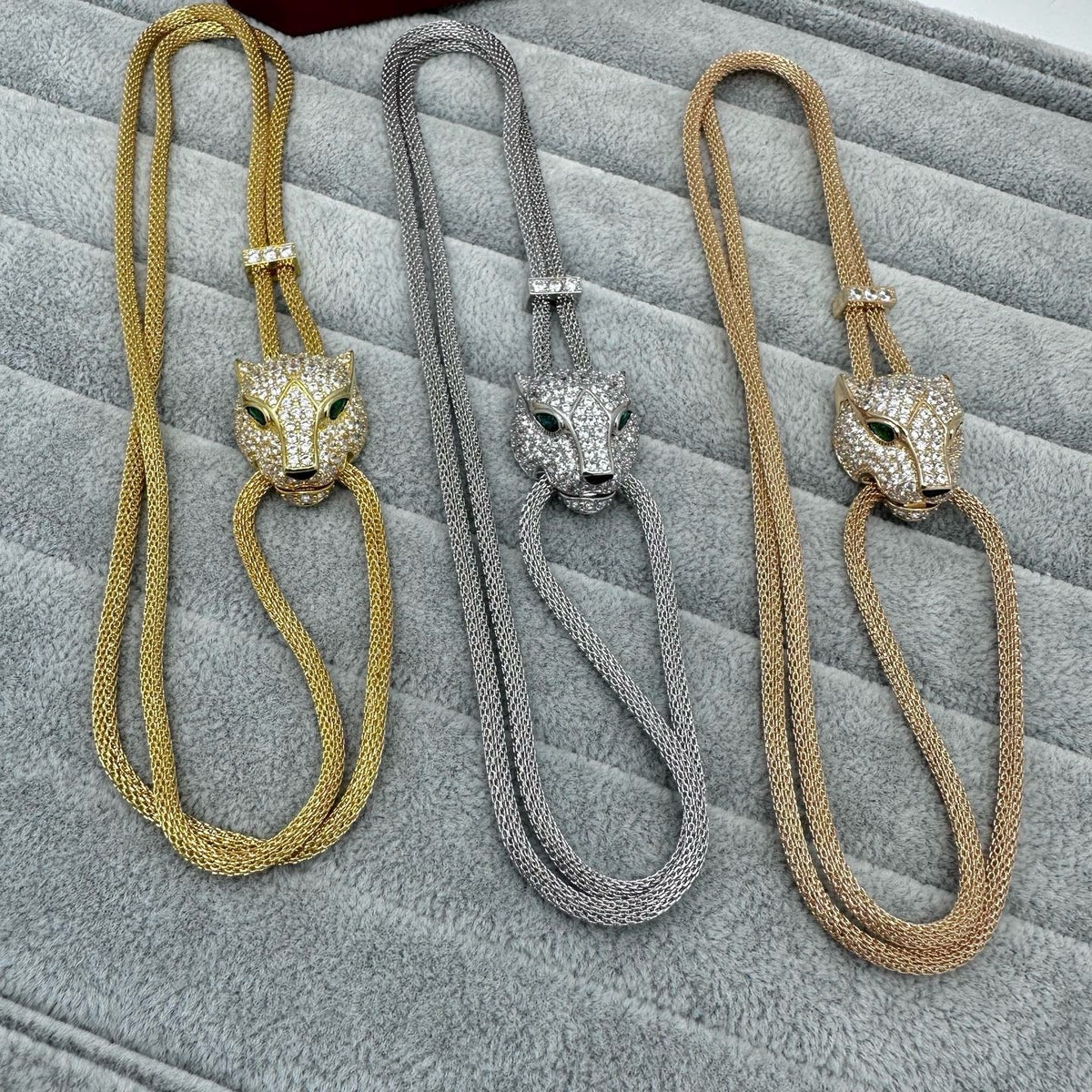 [Renovia Jewelry]フルストーン ビッグレオパードヘッド ネックレス