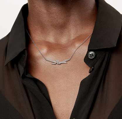 [Resenara Jewelry]KNOT PENDANT SILVER DIAMOND NECKLACE