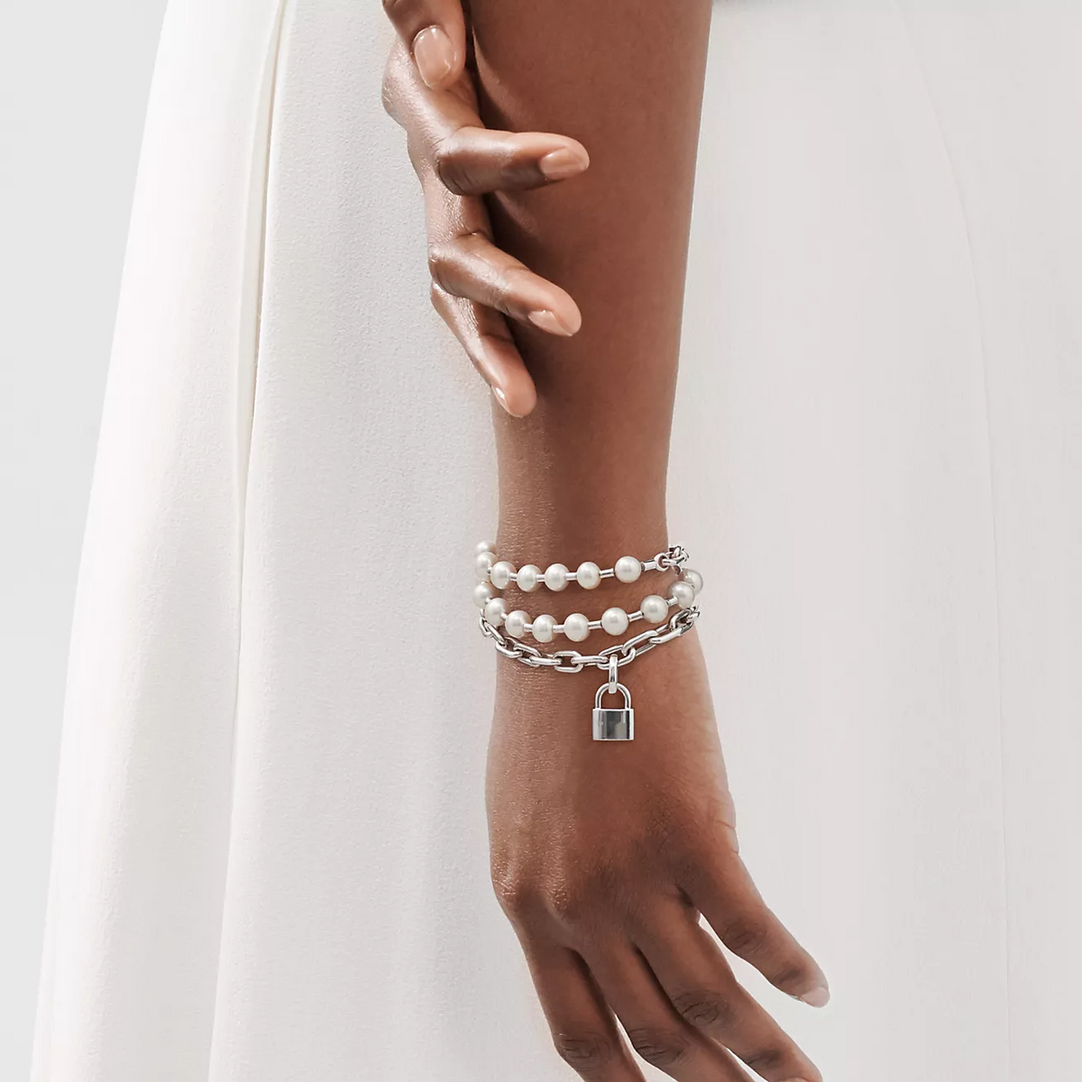 [Resenara Jewelry]PEARL LOCK SILVER BRACELET